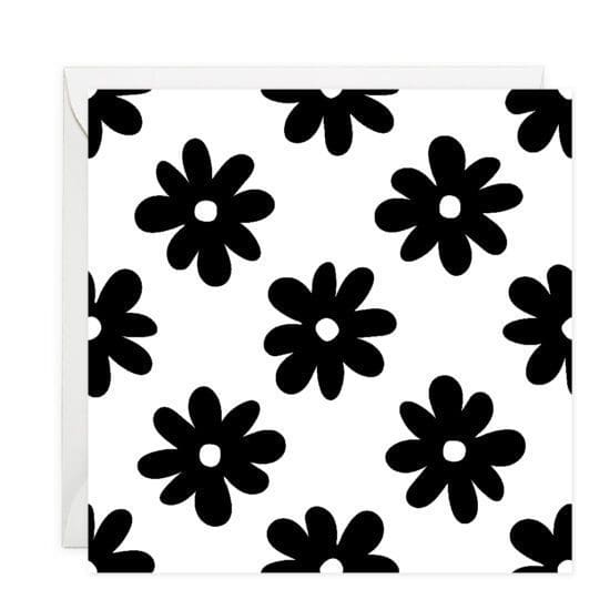 Black Daisy Paper Note Card