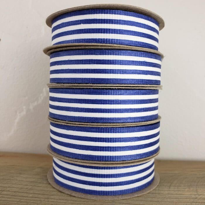 Dark Blue And White Ticking Cotton Ribbon