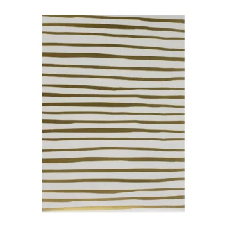 Gold Foil Stripes Wrapping Paper. Bright and bold, this gold foil wrapping paper features shimmering metallic diagonal stripes. 30″ x 10′ continuous roll.