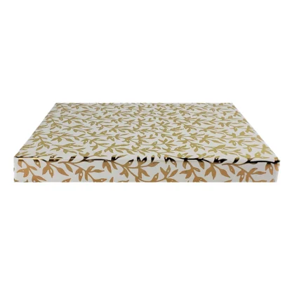 Gold Vines Stone Wrapping Paper. Bright and bold, this gold vine wrapping paper features metallic vines on stone paper and makes a fantastic gift wrap for several types of occasions. 30″ x 10′ continuous roll.