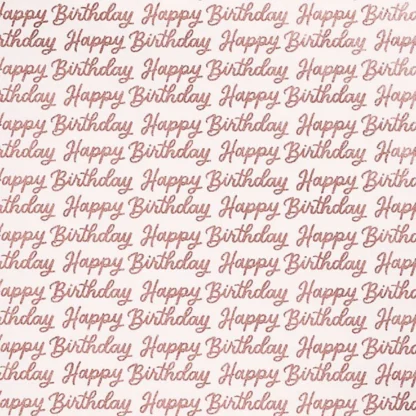 Pink Glitter Happy Birthday Wrapping Paper. Cheerful and sparkling, send your birthday gifts wrapped in this pretty pink glitter happy birthday wrapping paper. 27.5" x 59" continuous roll.