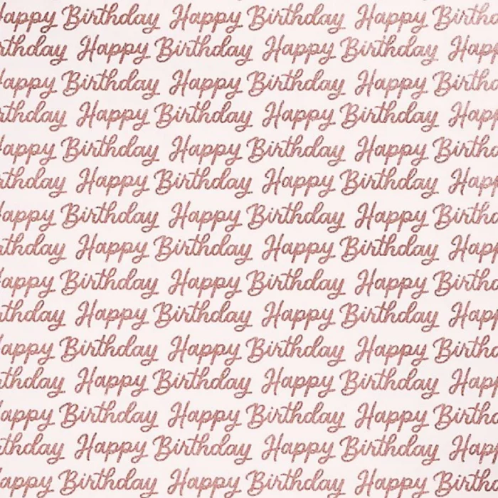 Pink Glitter Happy Birthday Wrapping Paper. Cheerful and sparkling, send your birthday gifts wrapped in this pretty pink glitter happy birthday wrapping paper. 27.5" x 59" continuous roll.