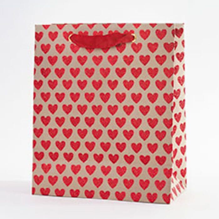 Red Glitter Hearts Gift Bag Medium