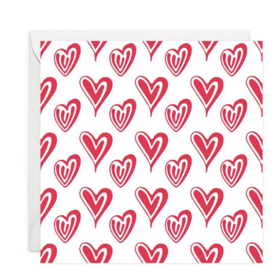 Red Hearts Note Card