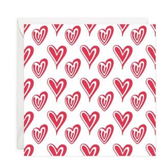 Red Hearts Paper Note Card