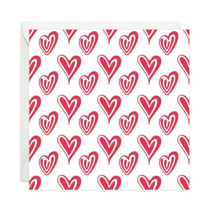 Red Hearts Paper Note Card