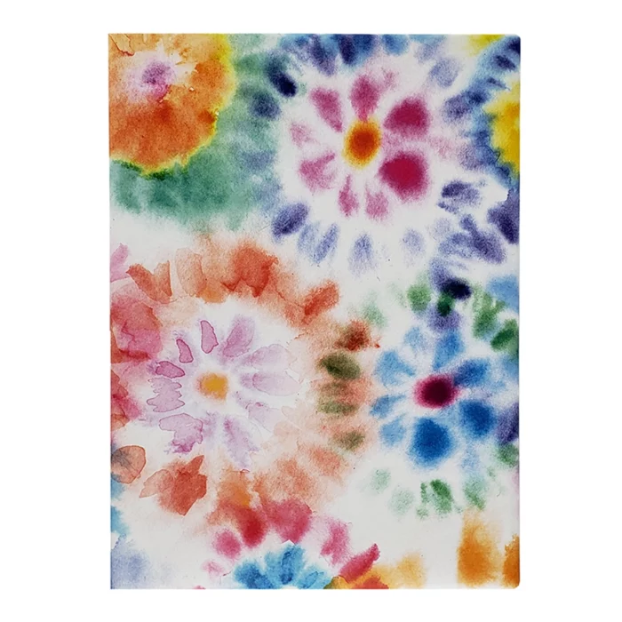 Tie-Die Wrapping Paper. This bright, colorful, tie-dyed gift wrapping paper corresponds beautifully with our tissue papers and ribbons. 27″ x 39” two sheets per roll.