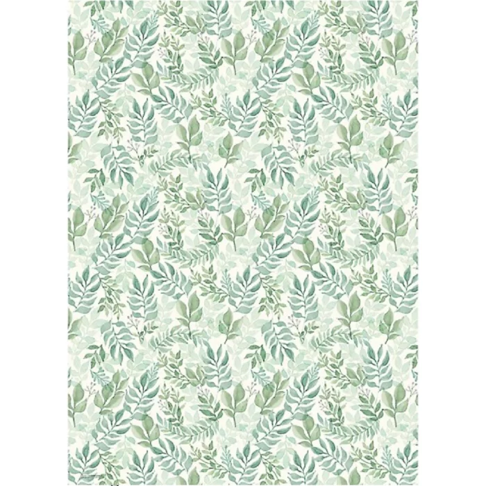 Watercolor Garden Wrapping Paper. Elegant watercolor wrapping paper featuring delicate branches in varying shades of green. 27″ x 39” two sheets per roll.